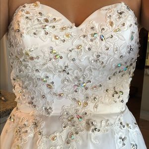 WHITE BEADED STRAPLESS DRESS!!